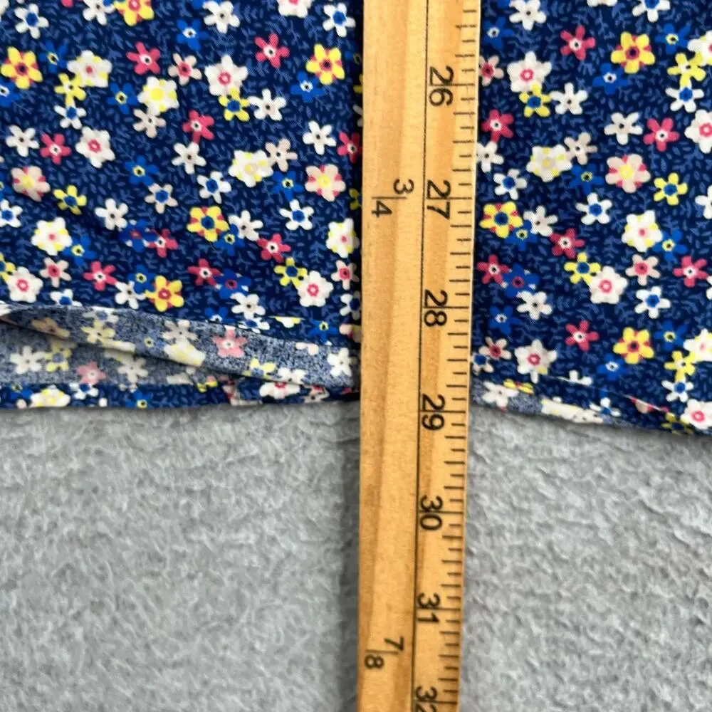 J Crew Flex Shirt XL Blue Colorful Floral Print Button Up Short Sleeve Mens